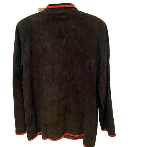 Vintage Leather Suede Linea Black Red Jacket S - Picture 5 of 5
